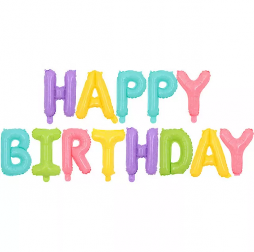 Balon foliowy napis happy birthday kolorowy 16 cali
