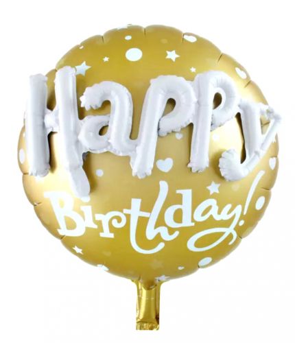 Balon 3d Happybirthday gold