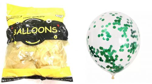12cali balony lateksowe 100szt op. Z konfetti green