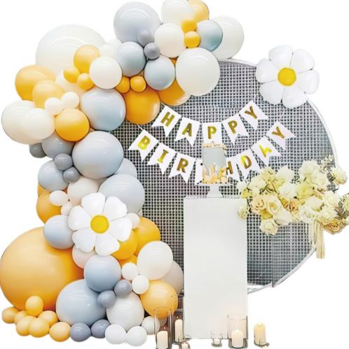 Girlanda balonowa pastelowa stokrotki 98szt. Z banerem