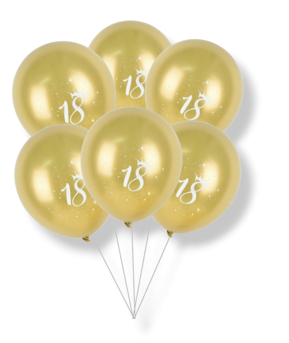 Balony lateksowe 6szt.op. 2.8g 12 cali okrągłe urodziny gold