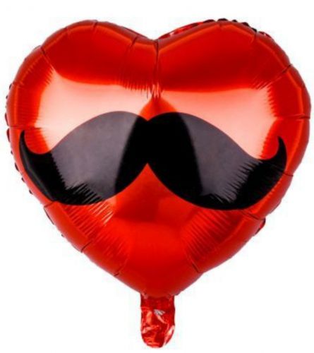 Balon foliowy serce z wąsami 45cm