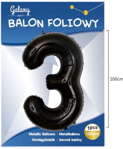 Balon DS import cyfra Czarna 40 cali HEL 3